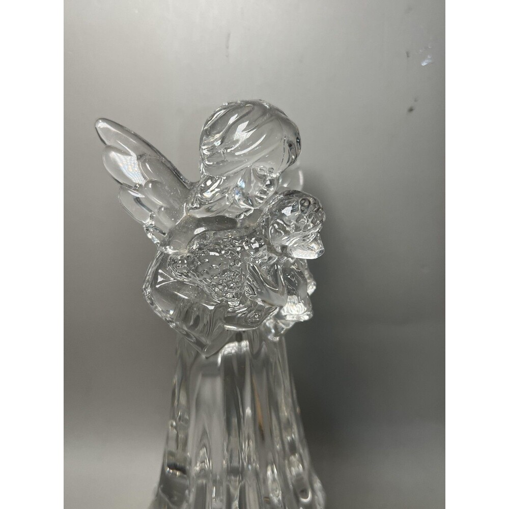 Unmarked Glass Archangel Holding Lamb Figurine Medium Angel Decor Religious